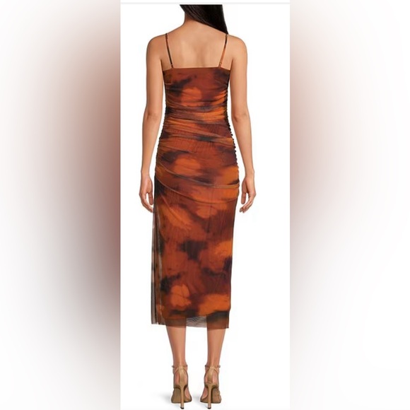 Gianni Bini Abstract Mesh Square Neckline Sleeveless Camisole Midi Bodycon Dress - Picture 2 of 3